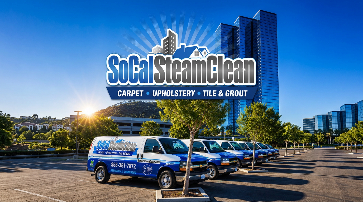 Our fleet in San Diego County — SoCal Steam Clean SoCal Steam Clean truck-mounted service van used for carpet cleaning across San Diego County